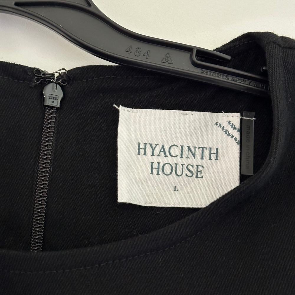 Hyacinth House Tuckernuck Black Mini Dress Large Twill Sleeveless Side Button - Picture 5 of 10